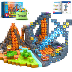 Toylogy 154pcs large magnetic blocks for dino mine world play and creativity