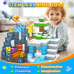 Toylogy magnetic tiles attract on metal surfaces for 2D and 3D play