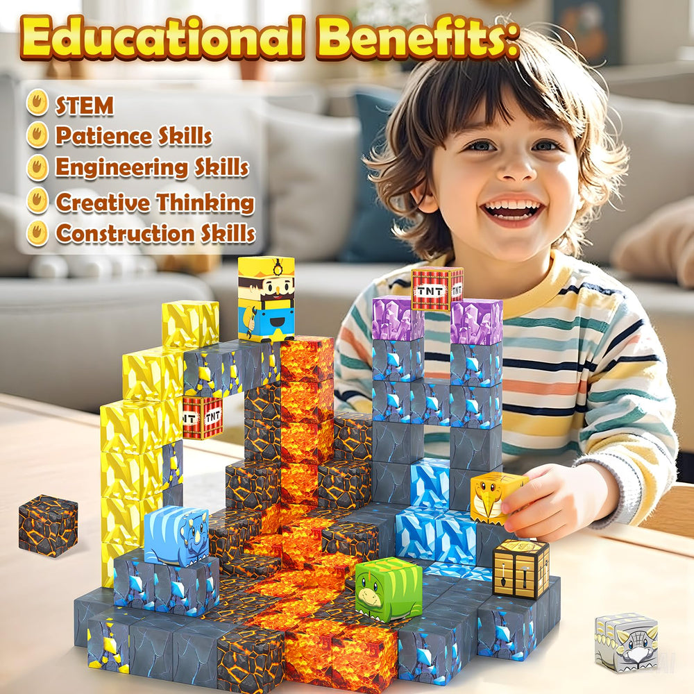 Toylogy magnetic blocks for fridge display and ongoing creativity.