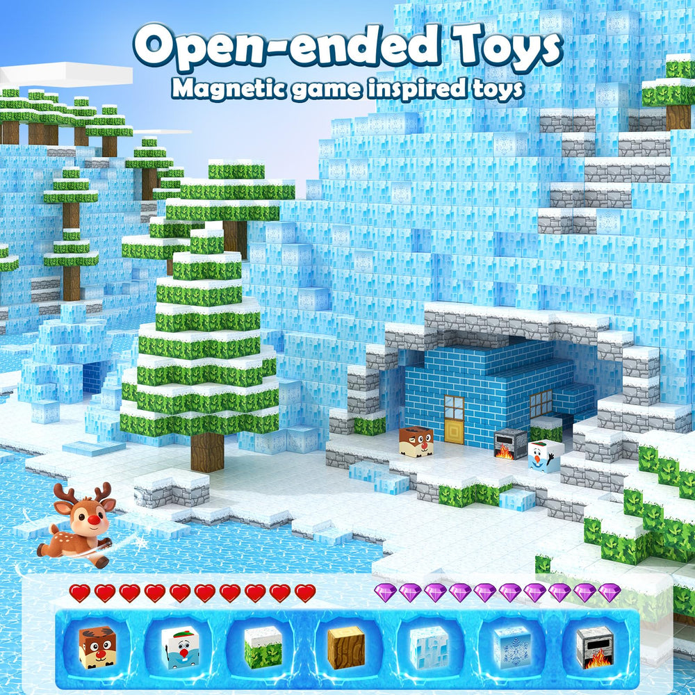 Toylogy magnetic blocks ice world builds showcase colorful pieces and STEM-friendly play