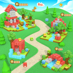Toylogy magnetic blocks shown in indoor and outdoor play setups for cooperative fun