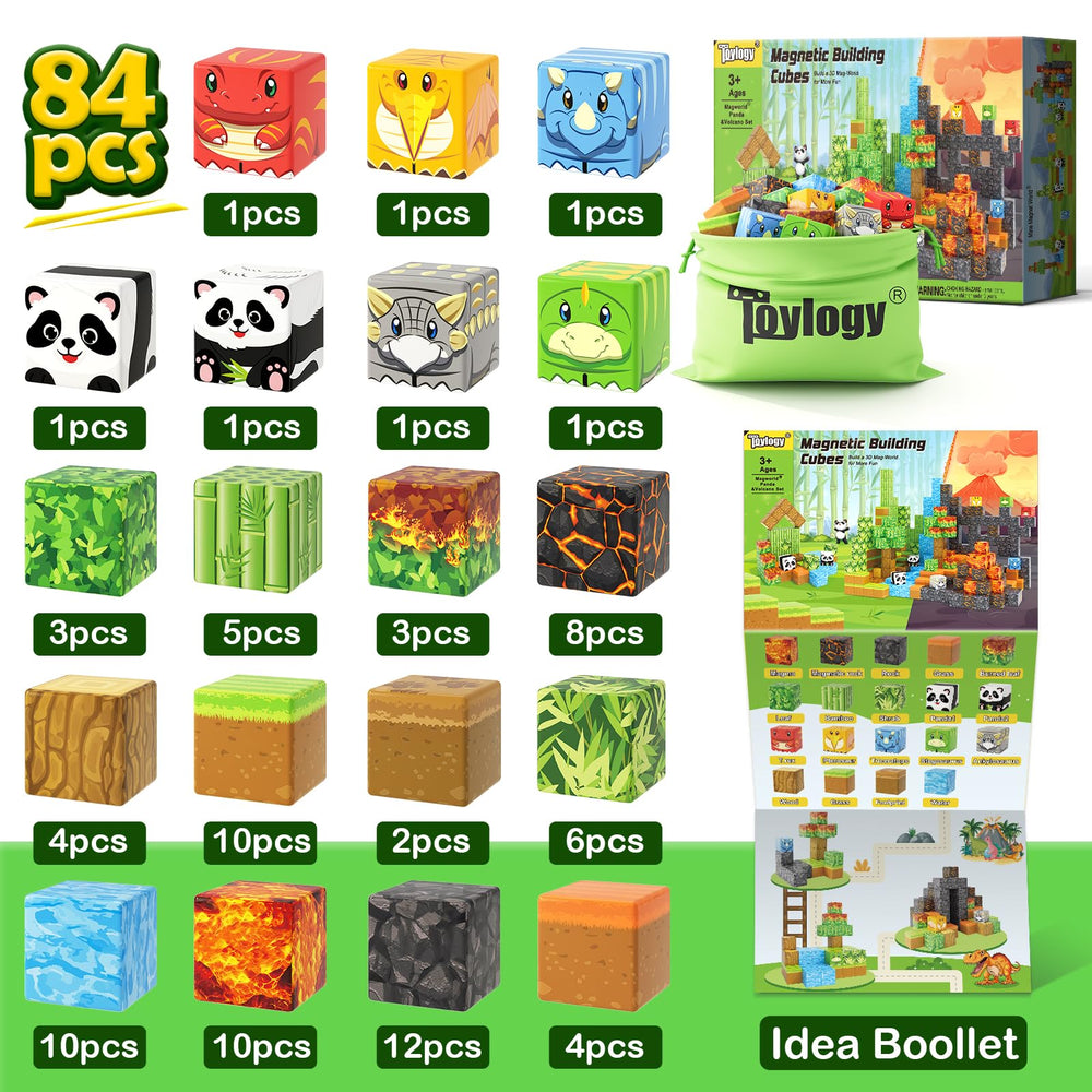 Toylogy blocks connect with other Mine MagWorld sets for expansion.