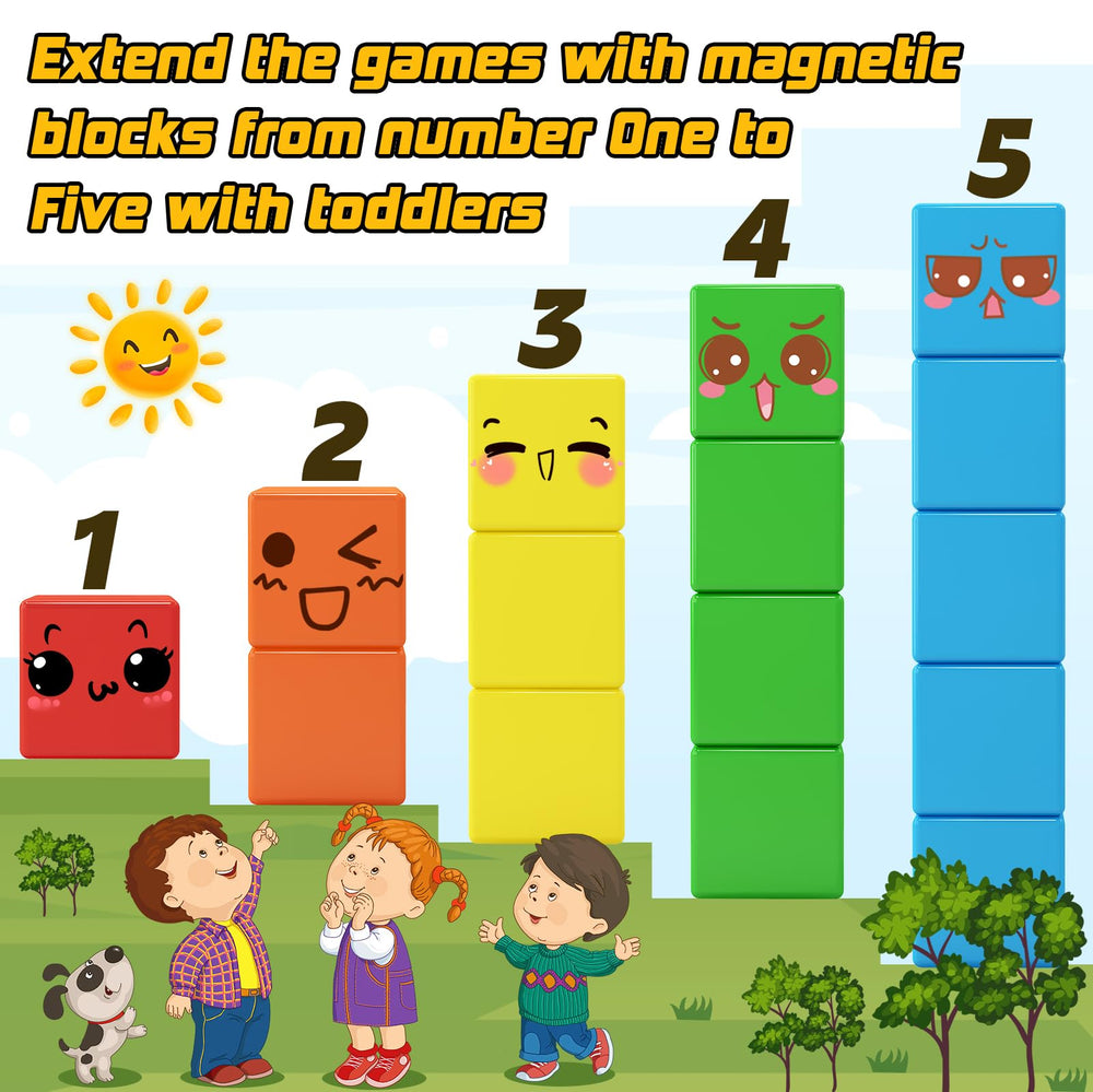 Toylogy seven-color cubes help kids learn color recognition and pattern making.