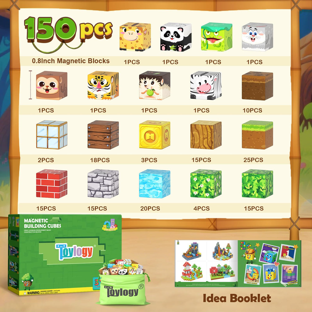 Toylogy zoo-animal-habitat tiles help kids explore magnetic construction while imagining animal homes