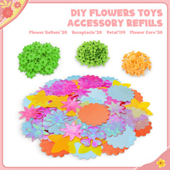 Toyly petals pistils and connectors illustrate reusable craft parts.