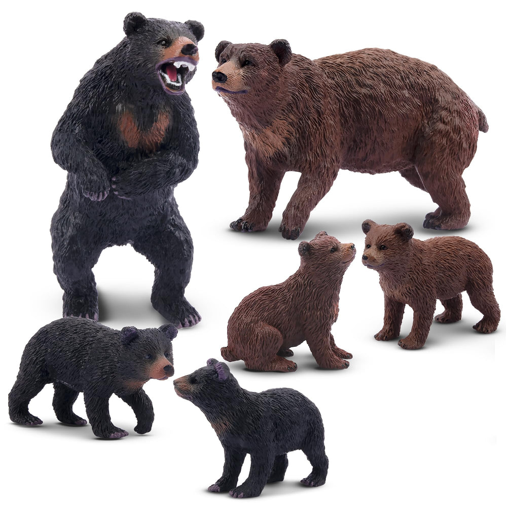 Toymany bear family figurines: grizzly with cubs for imaginative play.