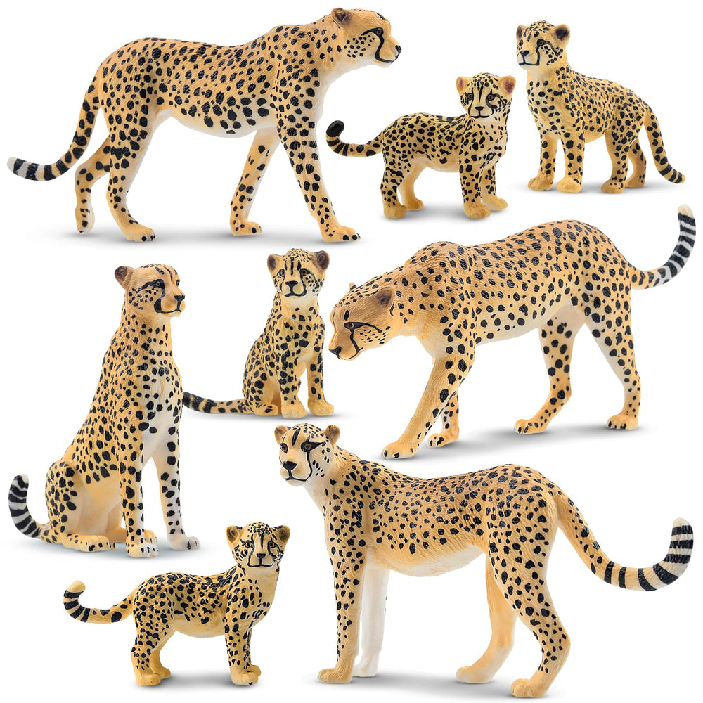 Toymany cheetah family figures, vivid and durable for imaginative safari play.