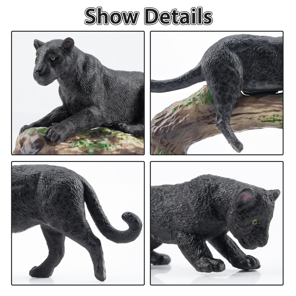 Toymany panther figures hand-painted with realistic textures for lifelike display.
