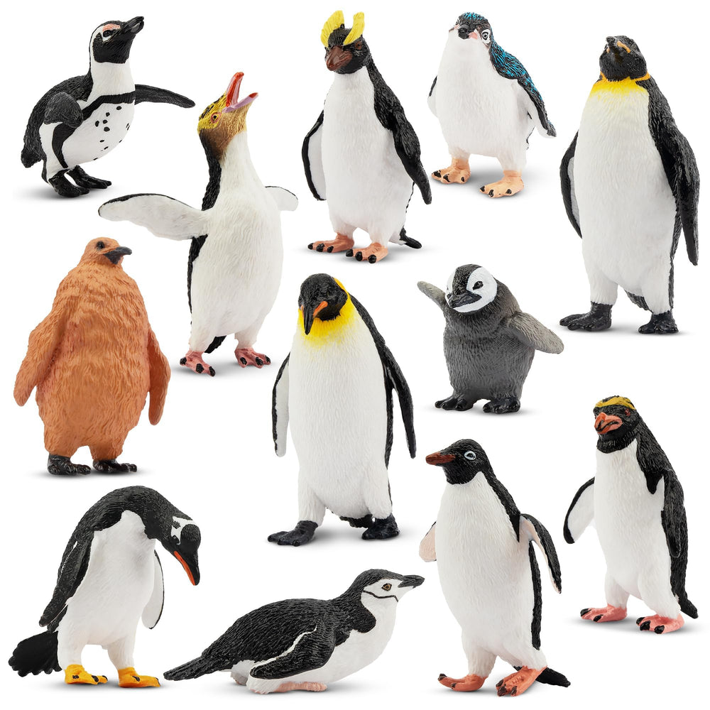 Toymany penguin figurines 12-pack group, ideal for imaginative play and tabletop decor