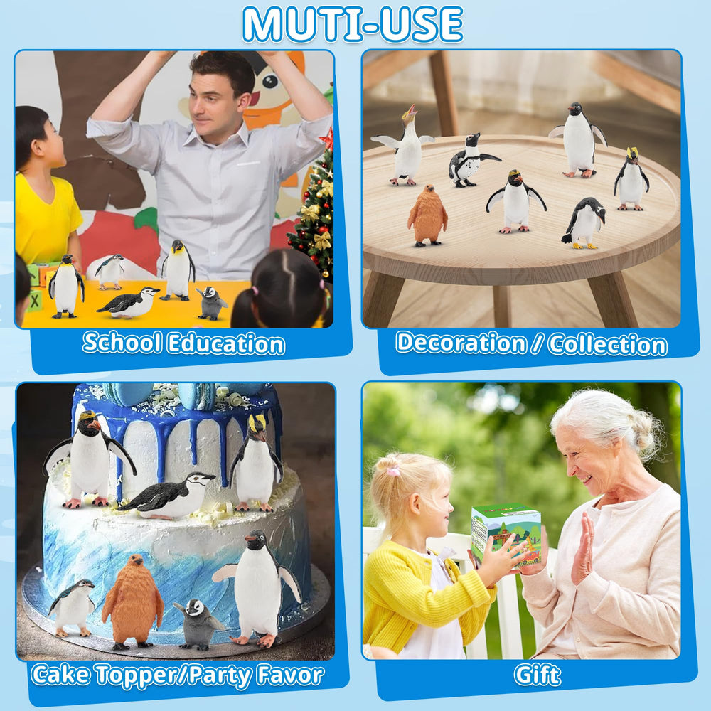 Toymany penguin figures made of safe PVC, durable for daily kid-friendly use