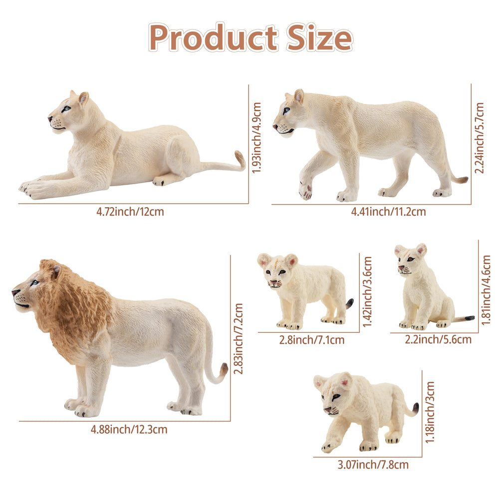 Toymany white lioness figures close-up showing detailed painting and friendly expressions.