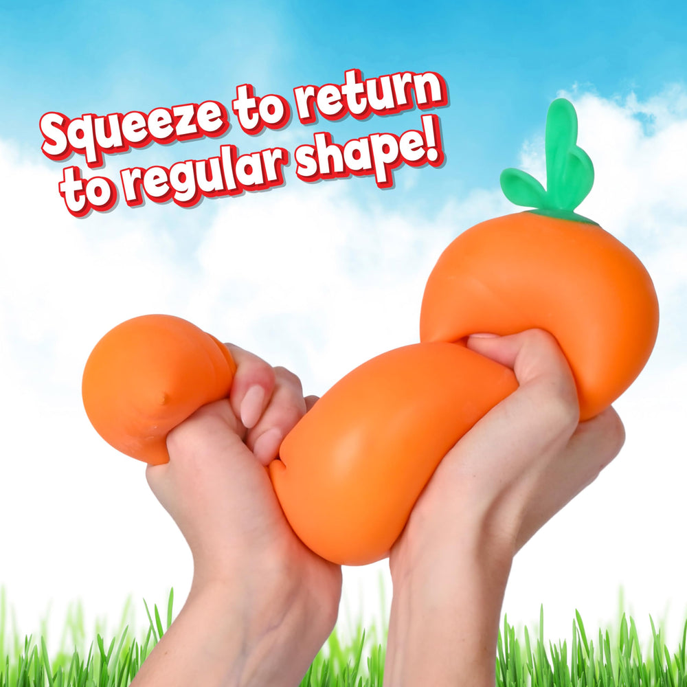 Sunny Days Entertainment carrot in hand scale demo illustrating jumbo 11.5-inch comfort