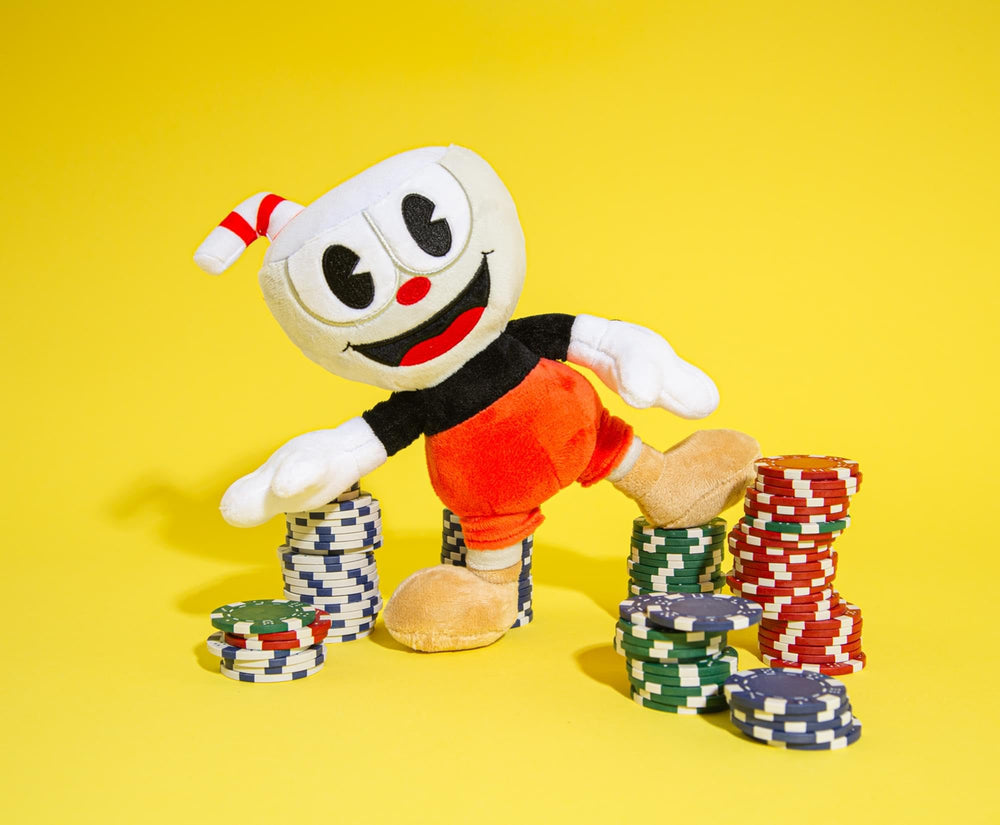 Toynk Cuphead 8-inch plush hug-ready companion on shelves