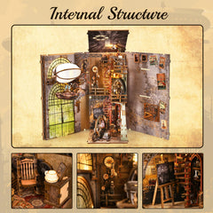 TOYQI Book Nook Kit miniature dollhouse display suitable for adult collectors.