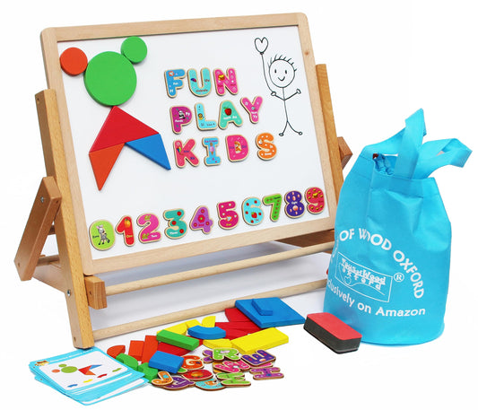 TOWO wooden easel with double-sided magnetic boards for learning