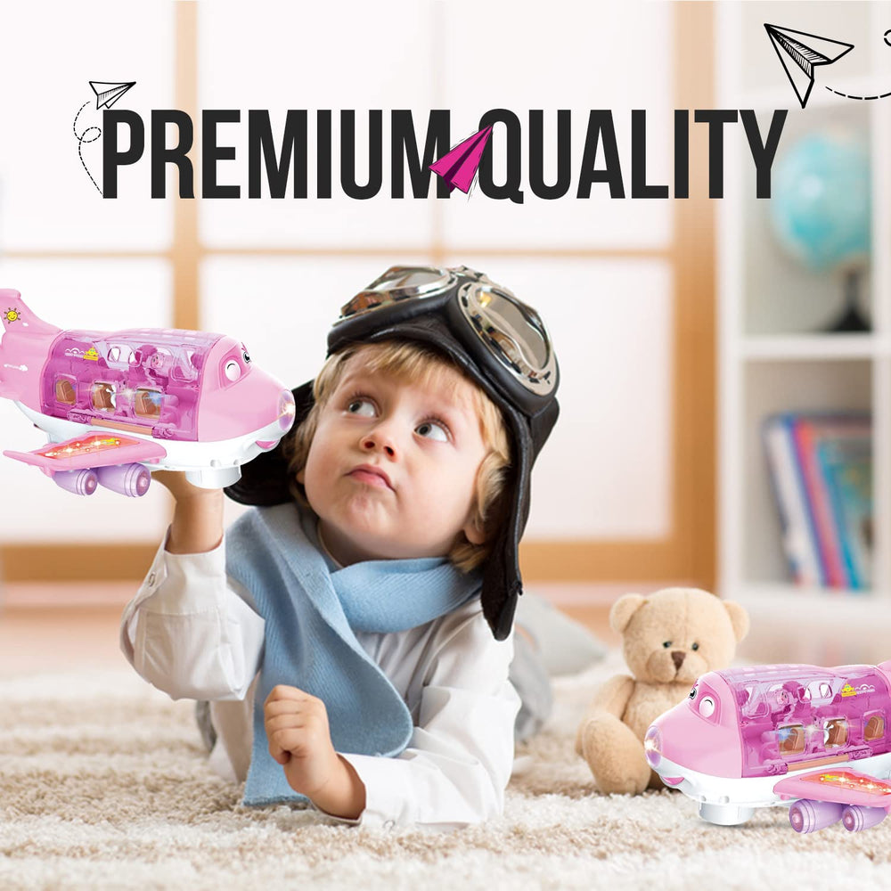 Toysery pink cargo airplane jet-sounds add realism to imaginative journeys