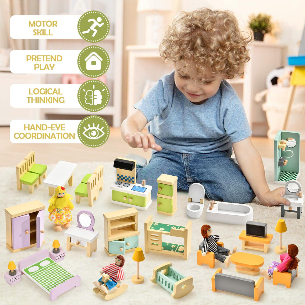 Toyssa bathroom with tub and sink, invites tidy routine pretend play