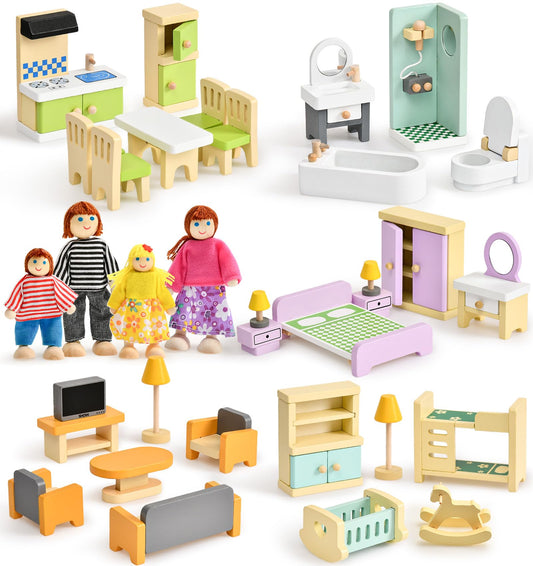 Toyssa dollhouse kitchen with fridge and table, inspires cozy family mealtimes during play