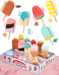 Toyssa menu and money, encourages counting and pretend transactions.