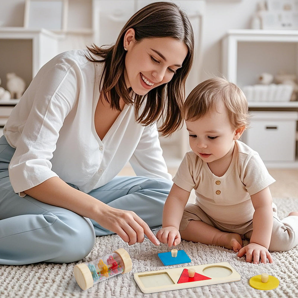 Toyssa square shape puzzle piece enhances grasp and sorting.