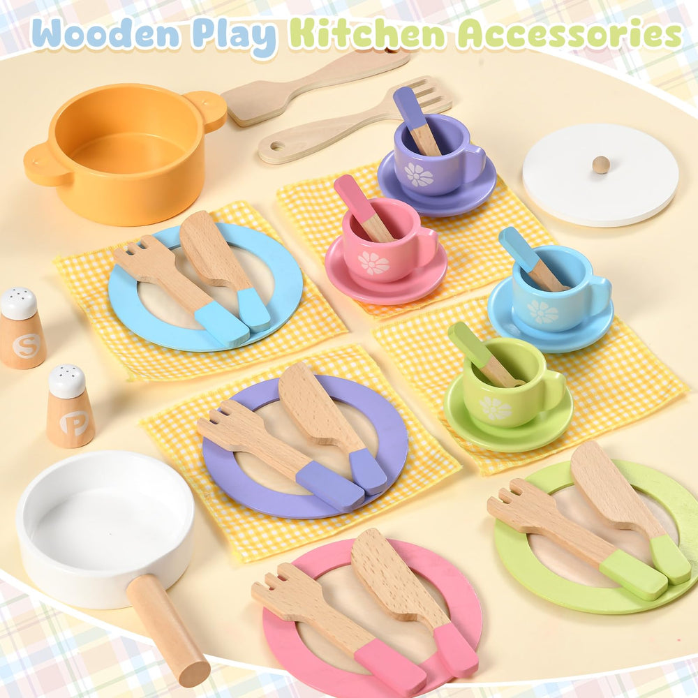 Toyssa wooden cooking pot sparks imaginative kitchen scenarios.