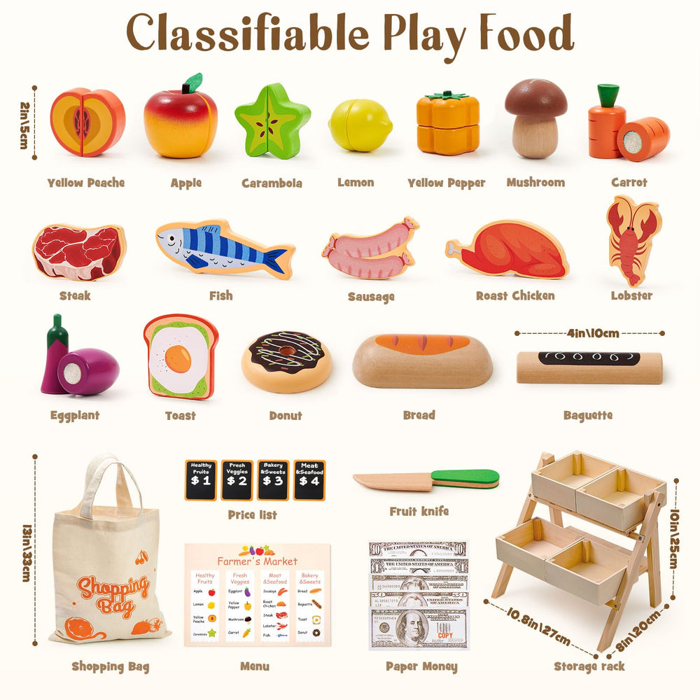 Toyssa wooden apples promote sorting, counting, and role-play in a kitchen.