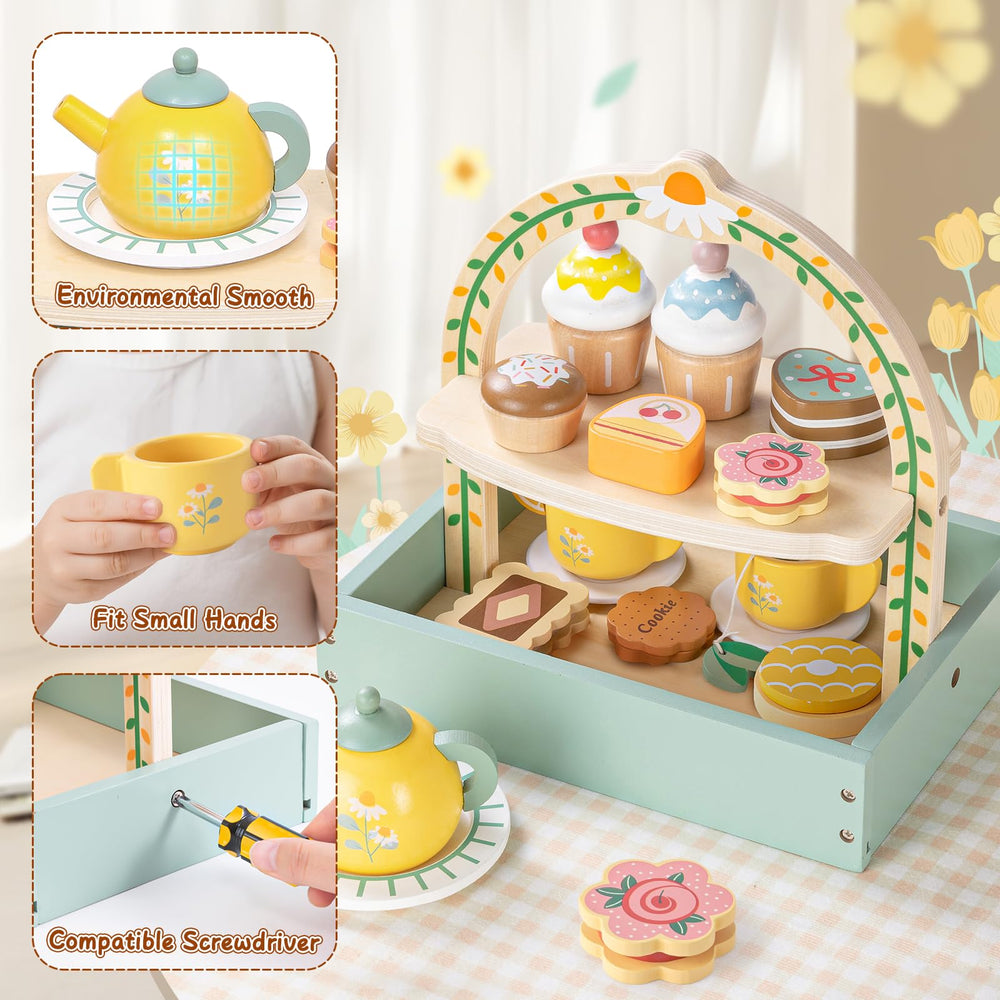 Toyssa lemon slice and tea bag add realism to tea time play scenarios.