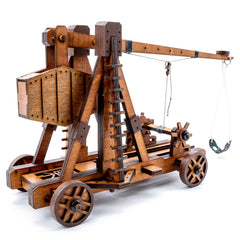 Toystub Trebuchet 3D puzzle in assembly stage shows precise joints and educational fun.