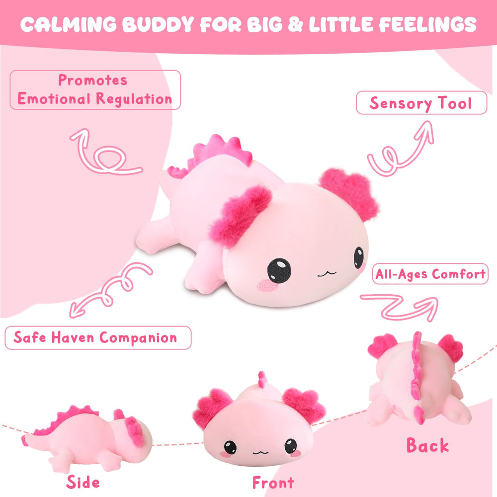 TOYSYM axolotl plush stitching detail highlights durability for frequent use.