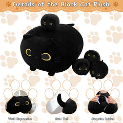 TOYSYM black cat belly opening zipper reveals four baby kittens