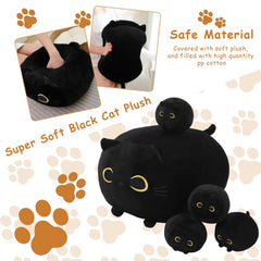 TOYSYM black cat plush pillow used as decorative room decor