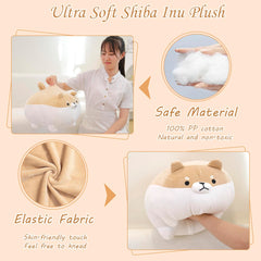 TOYSYM Shiba Inu plush features soft fabric for gentle hugs and cozy comfort.
