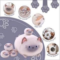TOYSYM Siamese Cat family plush set—ideal home decor and cozy room accent.