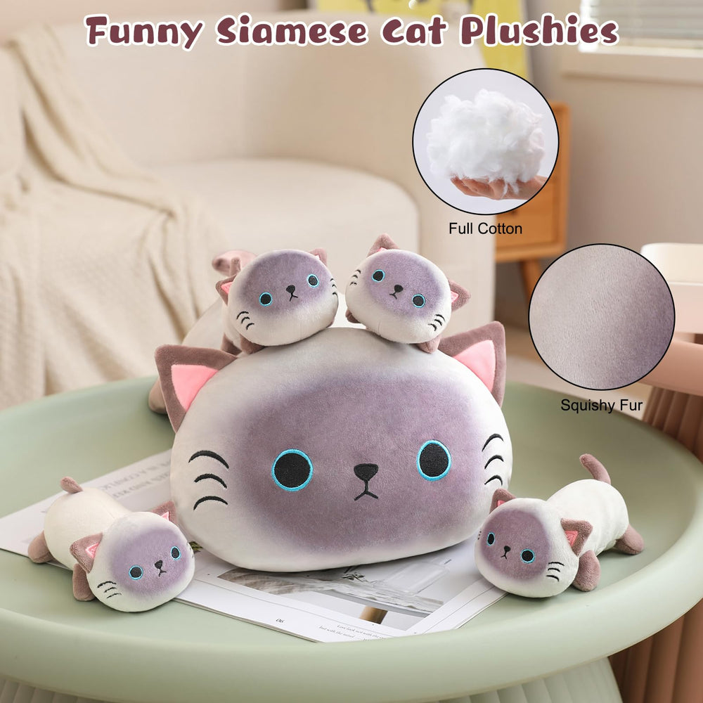 TOYSYM Siamese Cat Plush in a cozy home setting for warmth and charm.