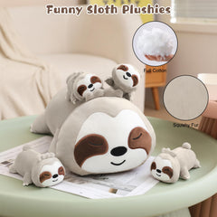 TOYSYM sloth family plush collection enhances bedtime rituals and storytelling.
