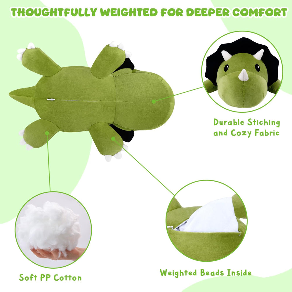 TOYSYM Triceratops hugging pose highlighting comforting snuggles