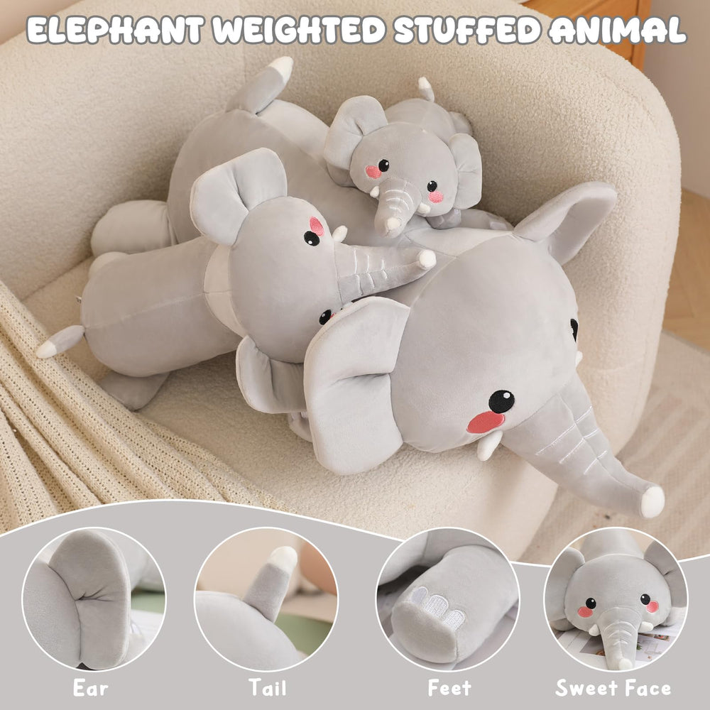 TOYSYM weighted elephant beads inside ensure balanced weight for soothing hugs