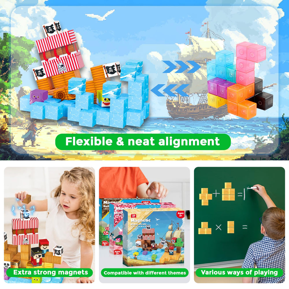 ToyUnited magnetic blocks with the instruction guide and 14 patterns support guided building ideas.