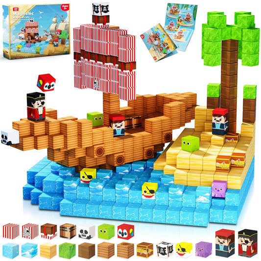 ToyUnited magnetic blocks assemble a pirate ship, boosting imaginative play and spatial awareness.