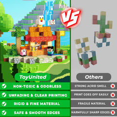 ToyUnited blocks set includes patterns and an instruction manual for guided play