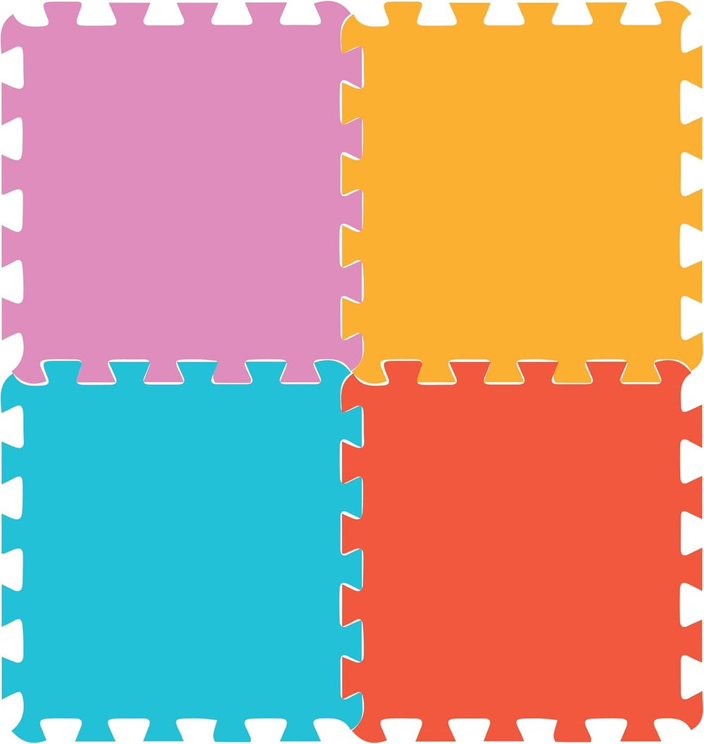 ToyVelt square tiles with edge pieces form a complete, customizable mat.