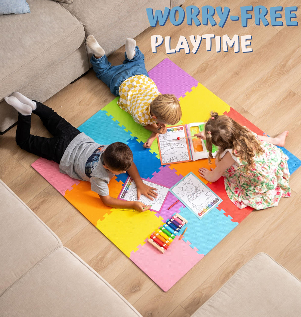 ToyVelt interlocking system keeps tiles secure during active play sessions.