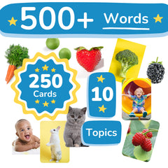 TOYVENTIVE cards cover 10 categories, aiding colors, counting, and vocabulary development.