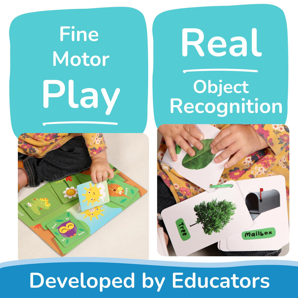TOYVENTIVE Sensory Montessori Books set in use for tactile exploration.