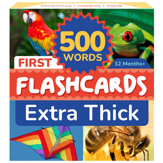 TOYVENTIVE thick flash cards with rings for easy page turning and word recognition.
