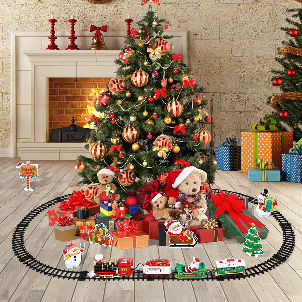 Toyvian Christmas Train headlight enhances nighttime play visuals