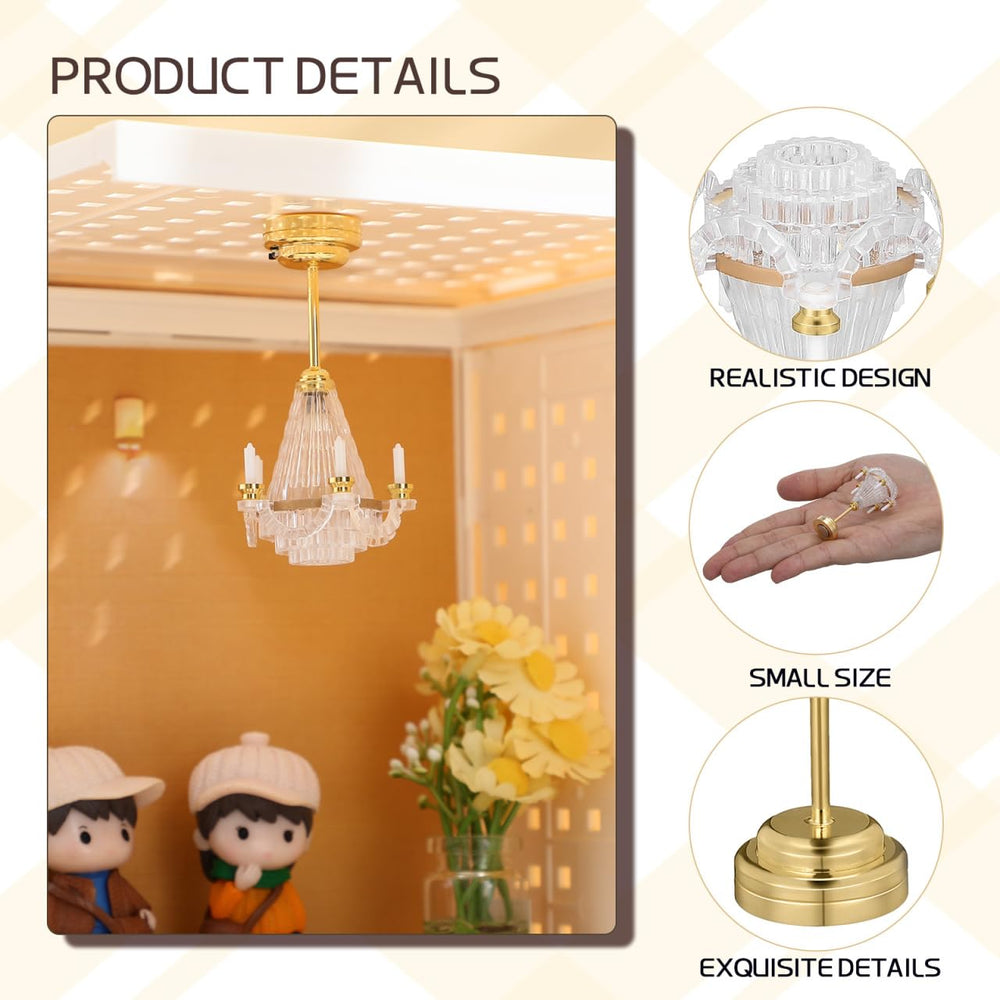 Toyvian dollhouse ceiling lamp in golden finish enhances decor