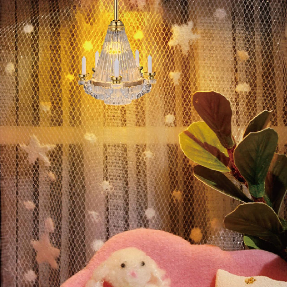 Toyvian miniature LED chandelier highlights tiny interiors with gentle illumination