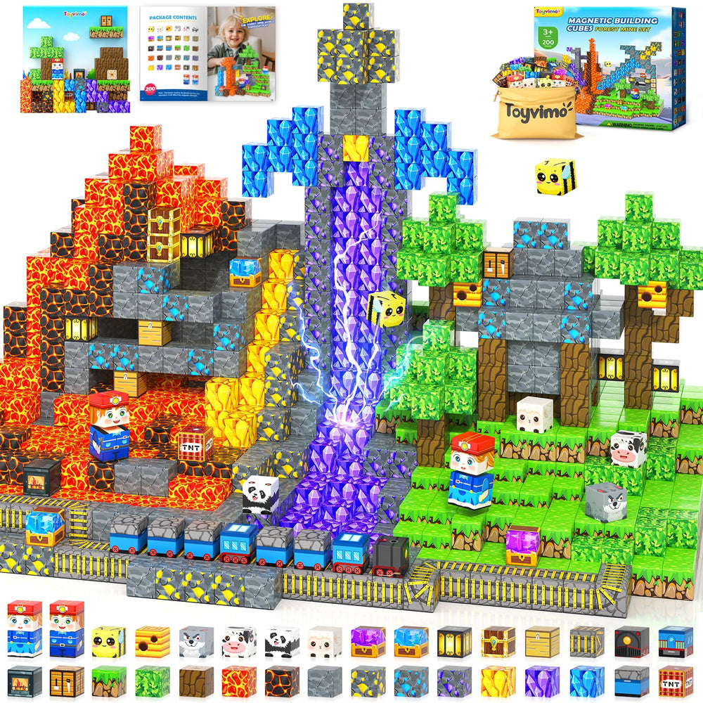 Toyvimo magnetic blocks form a mine scene for imaginative play