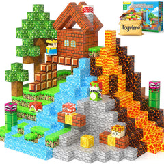 Toyvimo magnetic blocks cubes showcase vibrant colors for creative play and fine motor development.